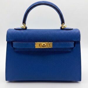 19CM Epsom Leather Top Handle Mini Bag -  Royal Blue